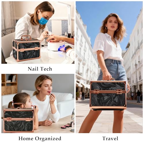 Makeup Train Case (Rose Gold Black)