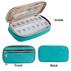 Travel Pill Organizer 2 Times a Day with Cute Fabric Pill Case (Teal / Small)