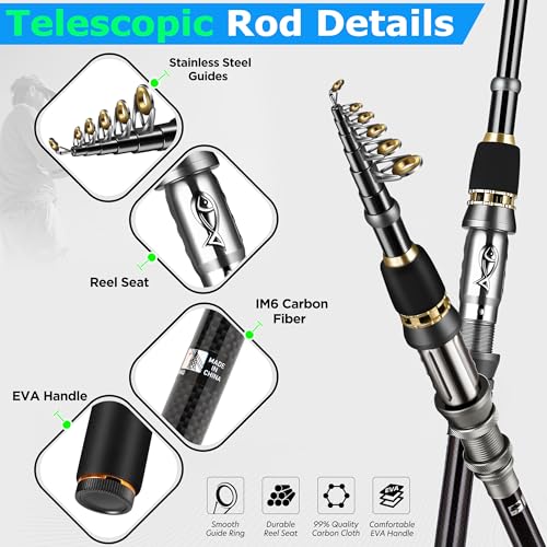 Fishing Rod with 137PCS Lures (Rod Combo & 137 Tackle Kit / 1.8m 5.91ft)