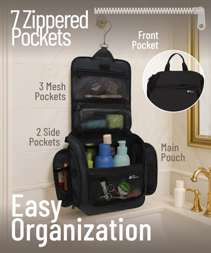 D&D Wanderlust Hanging Travel Toiletry Bag for Women & Men (2 Pack Black)
