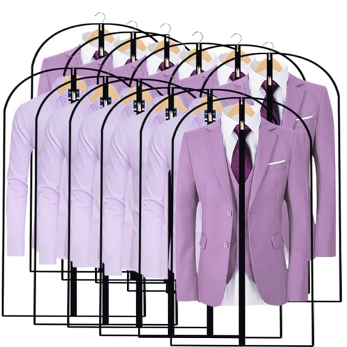 Garment Bags for Hanging Clothes 24" x 40"Coat Covers for Closet Foldable Washable Dress Bags for Hanging Clothes for Long Dress Dance Costumes Suits Gowns Coats (Black / 24''X40'')