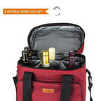 Insulated Wine Carrier 6 bottle Bag Tote Removable Padded Divider (6-bottle / 6-Red)