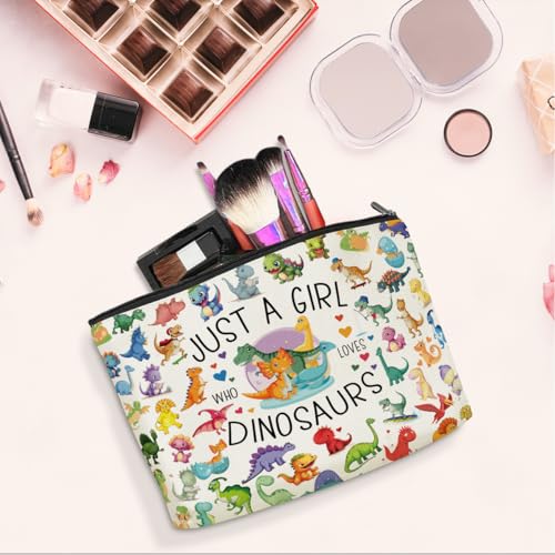 Dinosaur Gifts Cute Dinosaur Accessories Stuff Cosmetic Bag travel Makeup Bag Gifts for Women Sister Animal Lovers Best Friend Birthday Friendship Anniversary Mothers Day Christmas Valentine's Day (Girl Dinosaurs 1198)