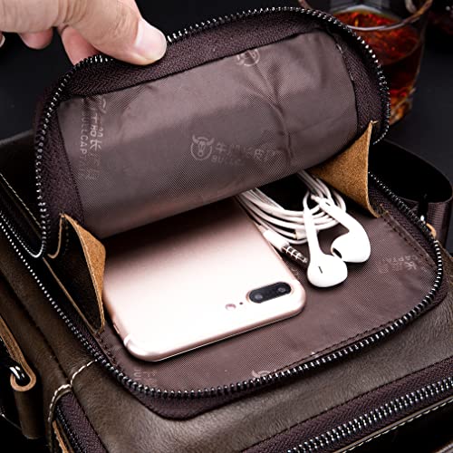 Genuine Leather Shoulder Bag for Men Messenger Briefcase CrossBody Handbag Satchel Pack Travel Work Everyday bag Brown (03-brown)