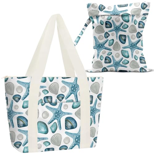 Beach Bags Wet Bag for Swimsuit (Starfish & Shells)
