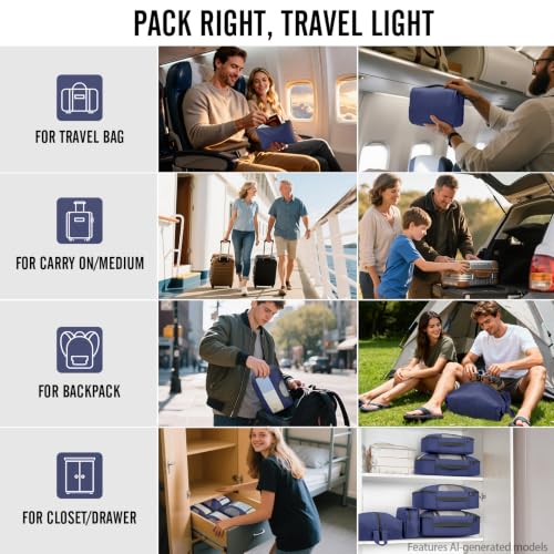 8 Set Packing Cubes for Travel Essentials (05 Indigo Blue)
