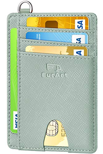Slim Minimalist Wallet RFID Credit Card Holder for Men (small / Saffiano Seaweed)