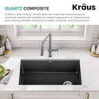 Forteza 32 inch Undermount Single Bowl Granite Kitchen Sink in Black (Single Bowl Undermount Sink / Black)