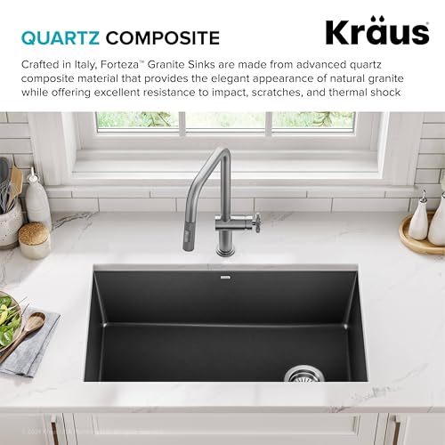 Forteza 32 inch Undermount Single Bowl Granite Kitchen Sink in Black (Single Bowl Undermount Sink / Black)
