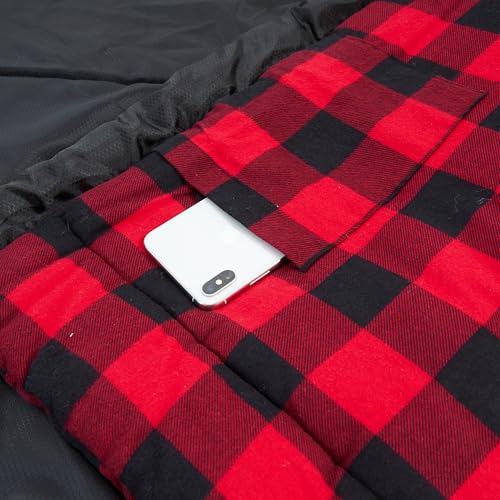 Zero Degree Sleeping Bag for Adults 100% Cotton Flannel Tall and Big (0F-84" x 40" Left Zip / Black)