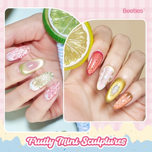 Beetles Fruit Magnet Cat Eye Gel Nail Polish Set (A - Pink Red Green | Silent Meditation)