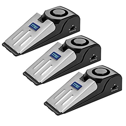 Upgraded 2 in 1 Portable Door Stopper Floor Wedge Security Alarm Loud 120db Entrance Alert Door Stop Alarm for Travel Home Apartment House (3 Pack)