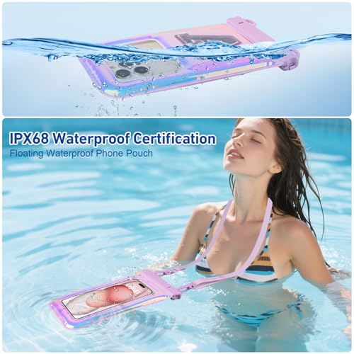 Waterproof Phone Pouch Floating (Iridescent Purple Letter)