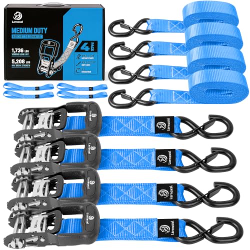 Ratchet Straps 4 Pack (Blue / 15 ft)