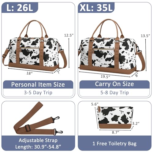 Women Travel Duffle Bags (Cow Print / Large)