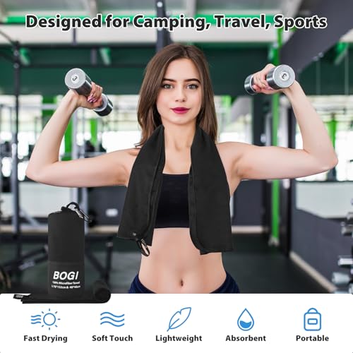 Microfiber Travel Sports Towel (Black / S:16''x32''(2 Pcs))