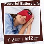 Sleep Mask Bluetooth 5.4 Headphones Soft Wireless Headband Eye Mask Blackout with Microphone (Red)