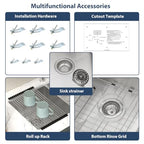 36 Double Bowl Kitchen Sink Undermount 16 Gauge Stainless Steel (Stainless Steel / 36''x19''-50/50)