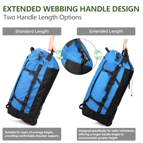 86L Collapsible Wheeled Duffle Bag Waterproof (Blue)