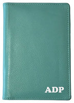 Personalized Monogrammed Turquoise Leather RFID Passport Wallet (Turquoise / Minimalist)