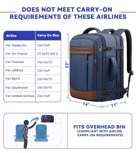 Large Travel Backpack for Men (Khakiblue / 18.4 Inch (22''x14''x11''))