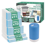 Travel Vacuum Storage Bags with Rechargeable Cordless USB Pump (Combo)