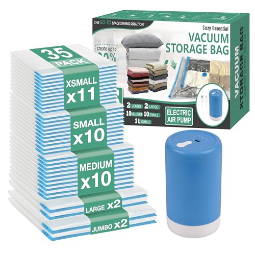Travel Vacuum Storage Bags with Rechargeable Cordless USB Pump (Combo)