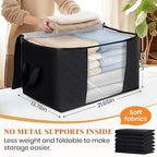 10 Pack Storage Bags for Clothes Blanket Storage Bins with Lids (10 Pack-60l / Black)