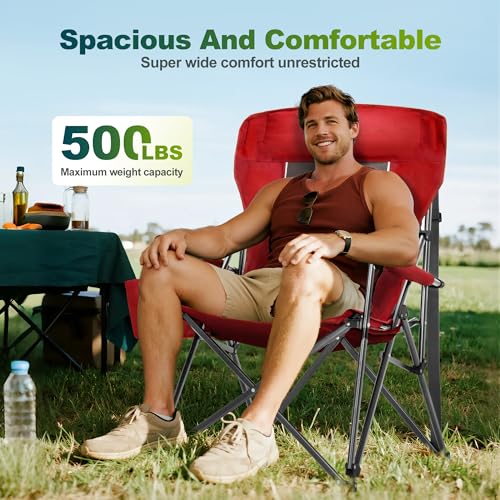 Oversized Camping Chair for Adult Lawn Chair for Outdoor Camping (Red-2)