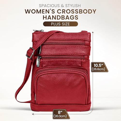 leather Crossbody Purses for Women (Plus / Red)