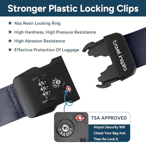 TSA Approved Luggage Straps Heavy Duty Suitcase Belt (navy blue)
