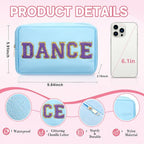 6 Pcs Dance Makeup Bag Chenille Cosmetic Bag with Letter Patches (Pastel Colors / Dance)