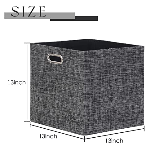 13x13x13 Inch Foldable Cube Storage Bins with Metal Handles (Black color / 13 IN (4 Pack))