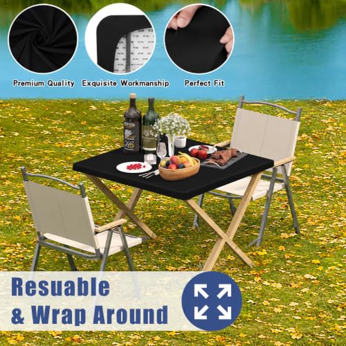 2 Pack Square Spandex Fitted Table Cloth (Black / 60" x 60" (Square))