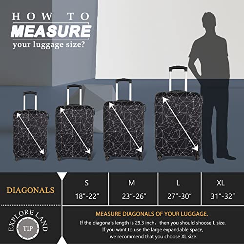 Luggage Cover Fits 18 (S / Black Polygonal)