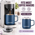 14 oz Thermal Insulated Coffee Mug (A1.Navy Blue / 14 ounces (1 pack))