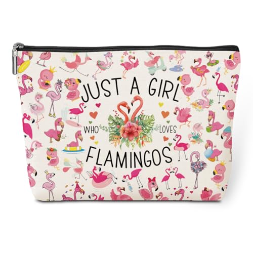Flamingo Gifts Cute Flamingo Accessories Stuff Cosmetic Bag travel Makeup Bag Gifts for Women Sister Animal Lovers Best Friend Birthday Friendship Anniversary Nurse Mothers Christmas Valentine's Day (Girl Flamingos 1200)