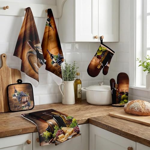 Wine Grapes Kitchen Decor Set (Vintage Wine)