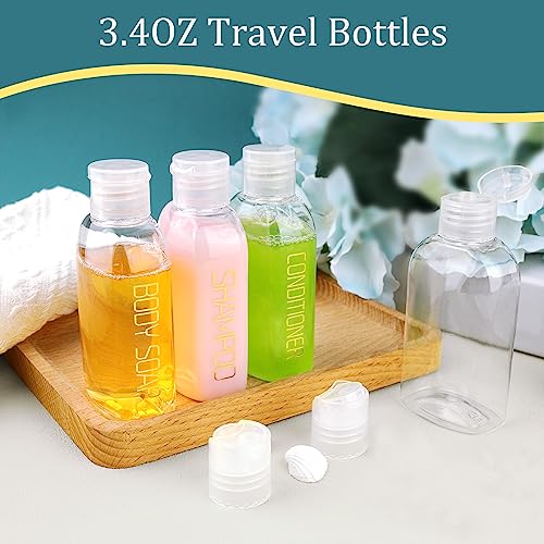 9PCS Leakproof 3.4oz Travel Bottles for Toiletries (F-Clear)