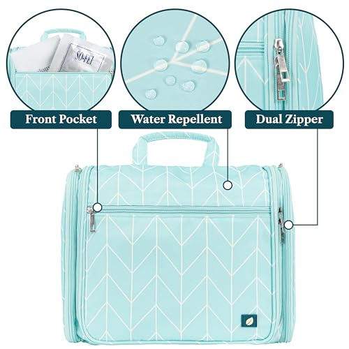 Large Hanging Toiletry Bag for Women (Teal Chevron / Large)