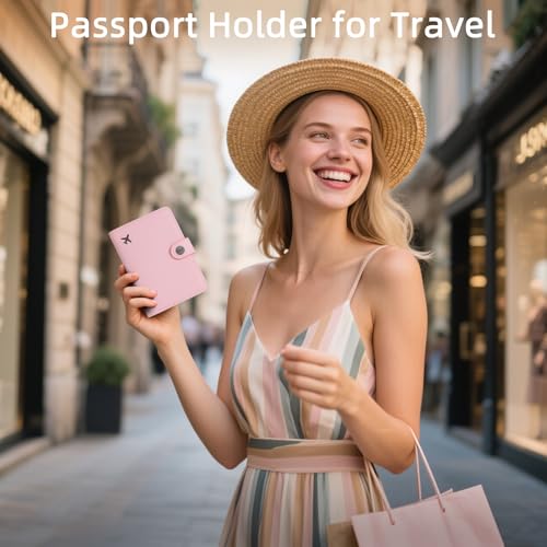 Passport Holder RFID Blocking Travel Wallet (Pink)