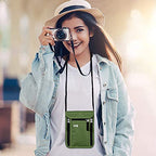 Travel Pouch Neck Wallet Family Passport Holder Organizer Case with RFID Blocking (6x7.5In / Green)