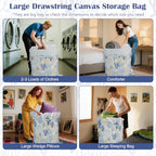 Canvas Laundry Bag with Handles & Drawstring 30"Wx35"H (Aesthetic Coral L+ / L+ 30"Wx 35"H┃1 Pack)