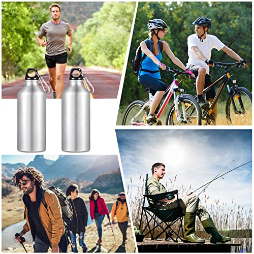 10 Pcs Aluminum Water Bottle 20 oz Reusable Bottles Lightweight Leak Proof Aluminum Sports Travel Bottles with Twist Cap Buckle for Gym (Silver)