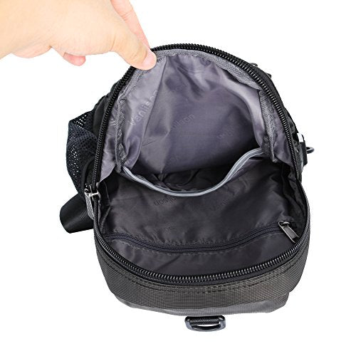 Sling Bag Chest Shoulder Backpack Crossbody Multipurpose Daypack For Men Women Black (Black)