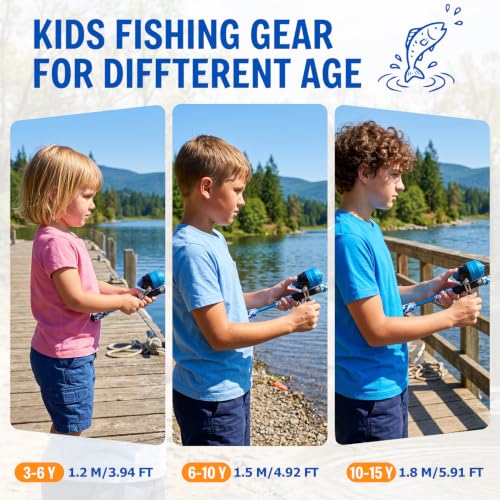 Kids Fishing Pole (Blue-Left Handed / 3.94 ft)