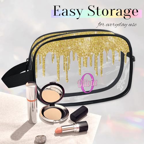 Personalized Clear Makeup Bag with Name (Yellow)