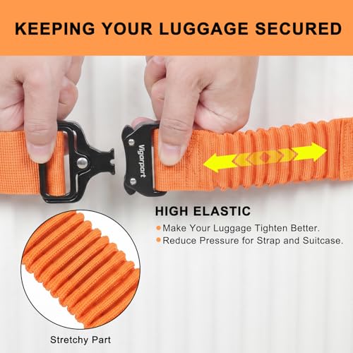 Luggage Straps for Suitcases TSA Approved Suitcase Belt (Orange / 72″ L & 79″ L)