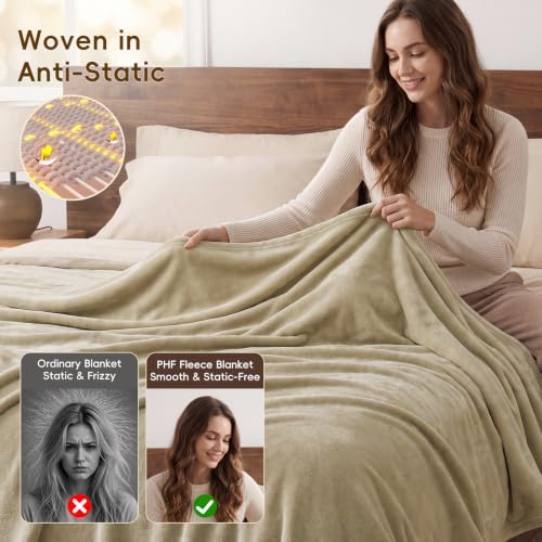Fleece Blanket Twin Size 76x90 (Khaki / Twin xl(76" X 90"))