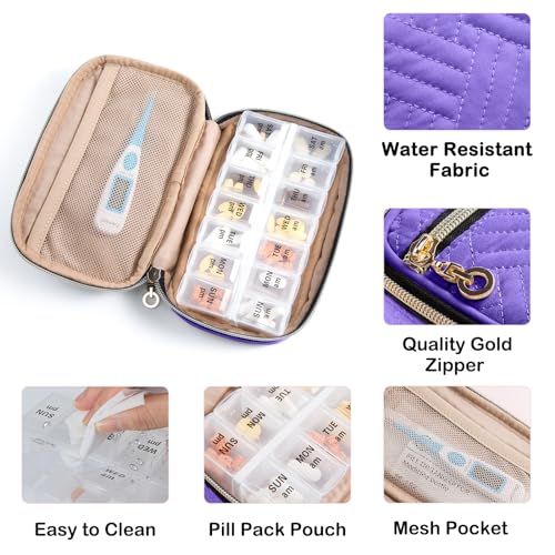 Pill Organizer Case 2 Times a Day (Purple / Large)